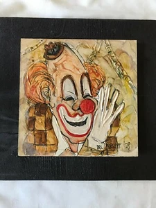 1978 DEL FORSLOFF Original Art PAINTING on MASONITE Board WOOD Backing CLOWN 11" - Picture 1 of 12
