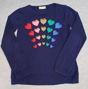 Girls Tucker + Tate Navy Blue Heart Pullover Sweater Size 8 Valentine's Day - Picture 1 of 7