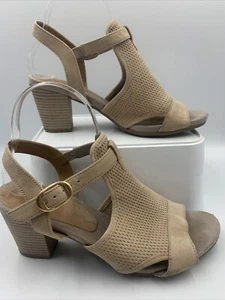 GABOR Beige Nubuck leather block heel sandals. Ankle strap. UK6 - Picture 1 of 19