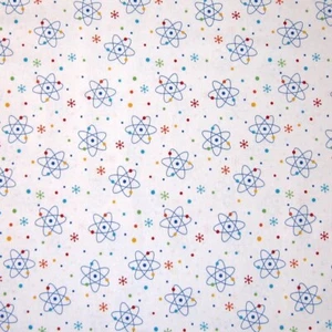 Science Fabric - Big Bang Rainbow Atom Toss White - Northcott YARD - Picture 1 of 1