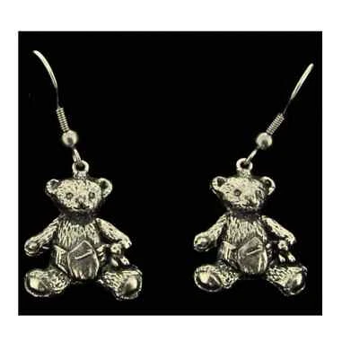 Pendientes de oso de peluche bebé hechos a mano de peltre sin plomo con caja de regalo Foto 1 de 2