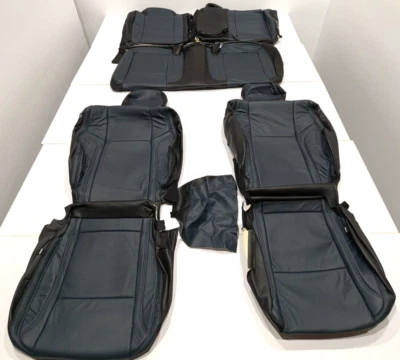 For Dodge Challenger SRT Hellcat 2015-2023 Blue Black Leather Seat Covers C10 - Image 1 of 4