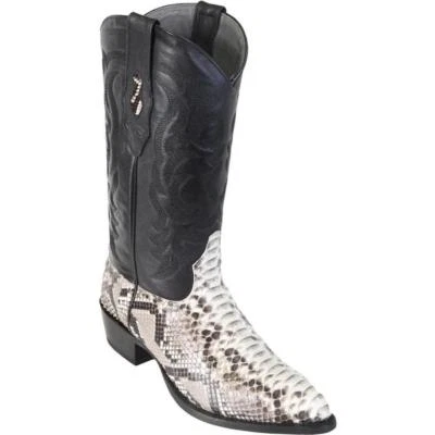 LOS ALTOS MEN NATURAL GENUINE PYTHON SNAKE COWBOY ROUND TOE BOOT 655749 (D) - Image 1 of 4