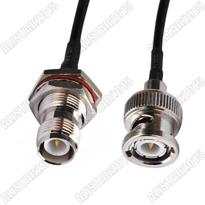 RP-TNC female ( male pin ) bulkhead O-ring to BNC male cable RG174 15cm for WiFi - Image 1 of 3