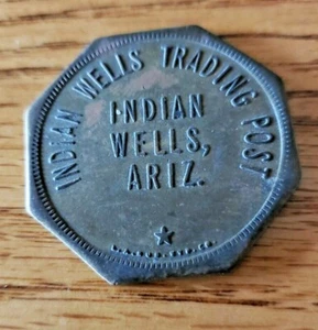 Handelsmedaille - Navajo Indianer Wells Trading 50 Cent groß achteckig - Bild 1 von 2
