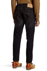 $265 Authentic Rare TRUE RELIGION Men Logo Classic Whiskering Faded Skinny Jeans - Picture 1 of 8