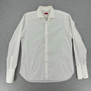 ISAIA Oberhemd Herren 18-36 einfarbig weiß Langarm klassisch französisches Manschettendesign - Bild 1 von 14