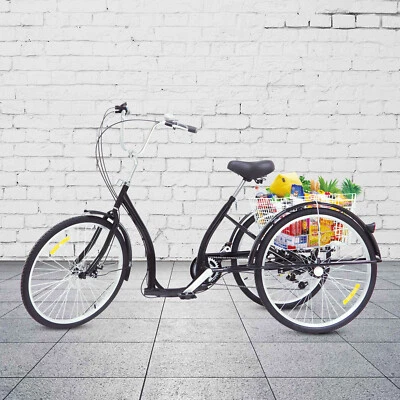 26 Zoll Dreirad Fahrrad Erwachsene Senioren Trike6 Gang 3 Räder Mit Einkaufskorb - Bild 1 von 4
