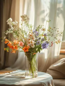 Flower Vase Glass Cylinder Vase / Acrylic Gathered Vase 20 cm for Home Table - Picture 1 of 8