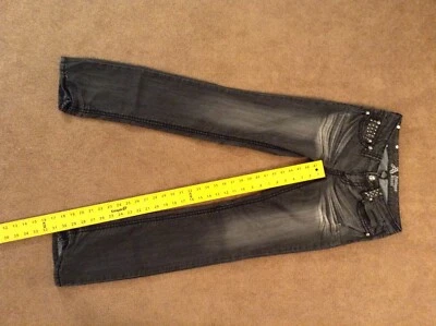 Pantalones de mezclilla remachados antiguos, negros, talla 27, pierna recta, entrepierna 31 (92524) Foto 1 de 4