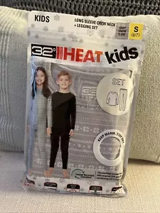 32 Degrees Heat Kids Long Sleeve Crew Neck Legging Set SMALL 6/7 Grey Snow Flake - Picture 1 of 2