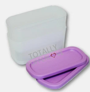 Tupperware 2 Square Rounds Set Mini Rectangles Basic Brights Light Purple - Picture 1 of 2