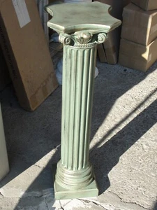 Säule Blumensäule Tisch Design Barock Säulen Antik Stuckgips Deko 1028 Grün Gold - Picture 1 of 5