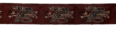 FITA DE TECIDO DE OURO METÁLICO E DRAGÃO BORGONHA - aproximadamente 1 1/4" de largura, 4 jardas 30" - #21 - Imagem 1 de 4