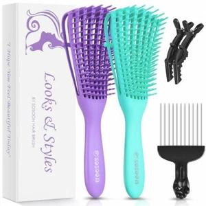 2 Pack Detangling Brush, Sosoon Detangle Hair Brush for Hair Textured 3a to 4c K - Picture 1 of 7