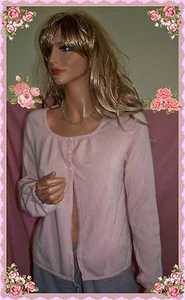 M Reference Point Womens Retro Style Soft Pink Gather Neck Slv Cardigan Sweater - Picture 1 of 5