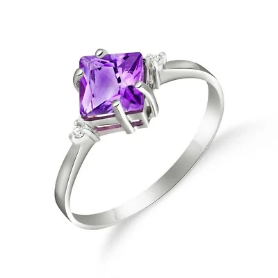 18K. SOLID GOLD RING WITH DIAMONDS & AMETHYST (White Gold) - Image 1 of 4