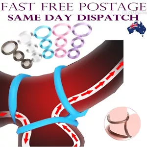 Cock Ring Silicone Rubber Stretchy Penis Erection Sex Toy For Men Adult Balls AU - Picture 1 of 29