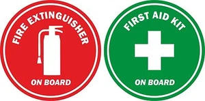 2er Set Aufkleber Aufkleber Autotür Boot Feuerlöscher Erste Hilfe Board - Bild 1 von 1
