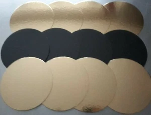 SET MIT 12 RUNDEN WENDBAR GOLD ODER SCHWARZ KUCHENKARTON 20 CM DURCHMESSER - Bild 1 von 2