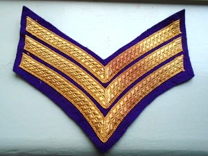 BRITISH MILITARY SERGEANTS MESS DRESS GOLD BRAID STRIPES ON PURPLE, CHEVRONS - Picture 1 of 3