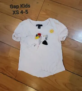 GAP Kids 4 - 5 xs baby girl short sleeve shirt top size 4t 5t parrot bird - Picture 1 of 1