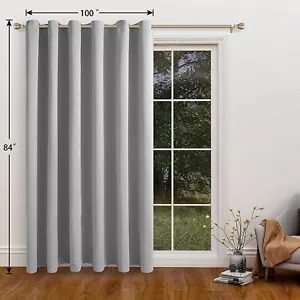LORDTEX Thermal Insulated Blackout Curtain Fabric Window Panel 100" by 84" GREY - Picture 1 of 10