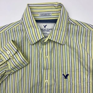 American Eagle Outfitters Button Up Shirt Mens Large Yellow Stripe Vintage Fit - Picture 1 of 9