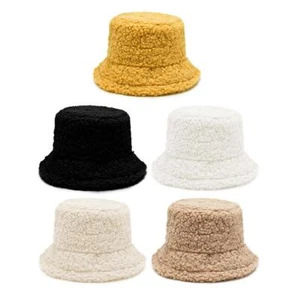 Women Winter Fluffy Plush Bucket Hat Warm hot one New W2 D1M7 D6I2 P5C4 U3G A1J2 - Picture 1 of 23