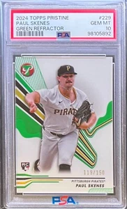 2024 Topps Pristine PAUL SKENES RC #229 Green Refractor #/150 PSA 10 Gem Mint - Picture 1 of 2