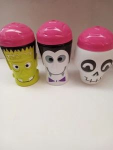 Set Of 3 Halloween Plastic Blow Mold Sippy Cups, New - Picture 1 of 8