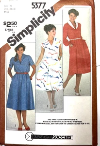 Vestido de Costura Simplicity Talla 10 12 14 Vintage Nuevo Sin Cortar 5377 - Imagen 1 de 2