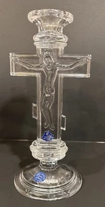Gusevsky Crystal Factory containing 24% Pbo Jesus Crucifix Candlestick Holder - Picture 1 of 8