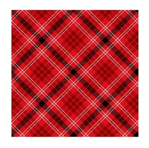 Christmas Fabric | Snow Crew Red & Black Plaid Print | Henry Glass YARD - Picture 1 of 1
