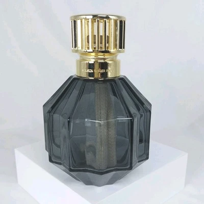 Berger lampada alcool fragranza catalitica sfaccettatura vetro grigio fumo corona ottone  - Immagine 1 di 4