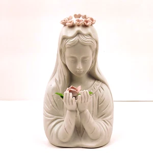 MSR Imports Virgin Mary with Roses Figurine Bisque Vintage Christian Decor Faith - Picture 1 of 10