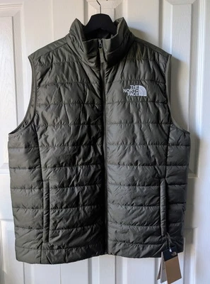 The North Face Men' Flare Puffer Vest Full Zip  Taupe Green Insulated Size L NWT - Image 1 of 4