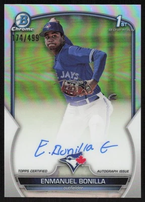 2023 Bowman Chrome 1st Auto Rookie Refractors Enmanuel Bonilla /499 Blue Jays - Image 1 of 2