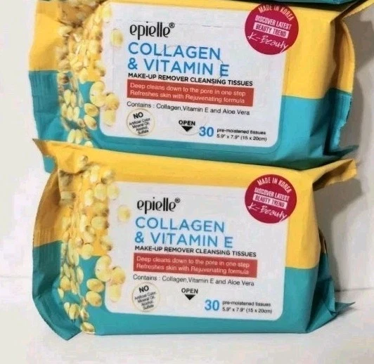 Epielle Collagen & Vitamin E Makeup Remover Cleansing Tissues Lot Of 2 Packs - Image 1 of 1