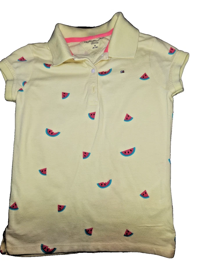 Little girls 'Tommy Hilfiger' yellow top w/watermelons, size M8/10 - Image 1 of 2