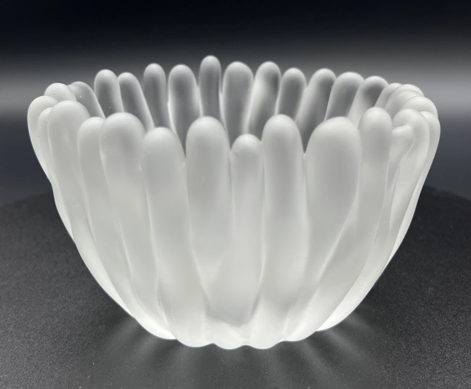 Vintage Tapio Wirkkala Frosted Fingers bowl 5.5x 3.25” Tall - Two Small Chips - Image 1 of 4