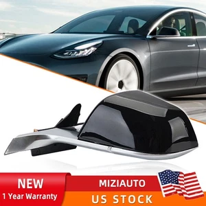 Black Chrome Left Side Mirror Power Fold Heated For Tesla Model 3 2017-2022 2023 - Picture 1 of 12