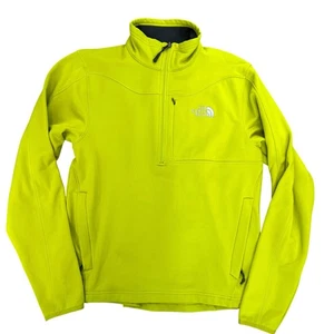 The North Face Men's Microfiber Fleece Jacket Yellow Medium Mock Neck Full Zip - Picture 1 of 6