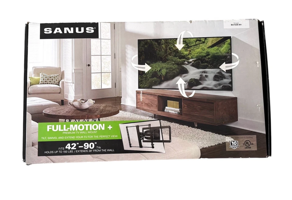 Sanus Premium Full Motion TV Wall Mount for 42"-90" TVs Up to 150 lbs. BLF228-B1 - Image 1 of 4