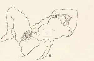 Egon Schiele, Vulgar woman touching herself *Art Postcard NEW - Picture 1 of 2