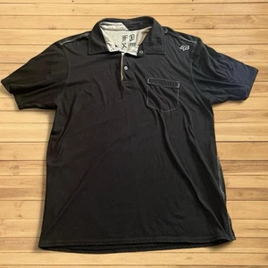 Vintage Fox Racing 2 Sided Slim Fit Black Polo Shirt XL - Picture 1 of 7