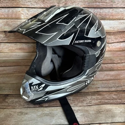 Casco deportivo de motocross RAIDER MX 2 juvenil YL Factory Racing talla S negro/plateado Foto 1 de 4