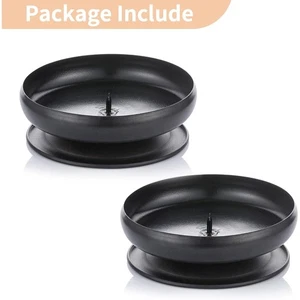 2 Spike Candle Holders Black Metal Decorative Candle Plate Stands - Picture 1 of 10