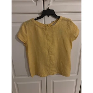 C&C California Linen Top Short Sleeve Button Back Yellow Womens Size S - Picture 1 of 6