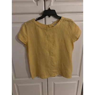 C&C California Linen Top Short Sleeve Button Back Yellow Womens Size S - Image 1 of 4